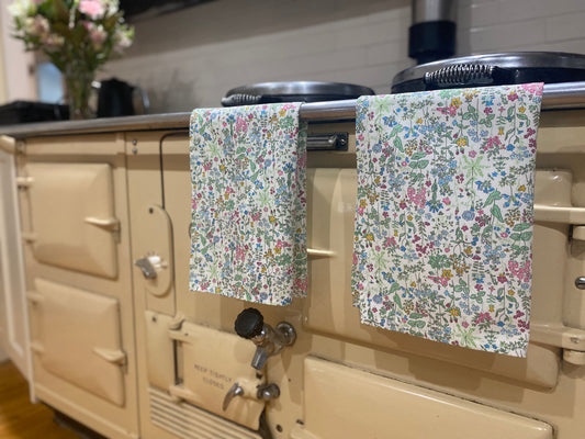 Liberty Fabric, Cotton Tea Towel. Field Flowers and Rachel