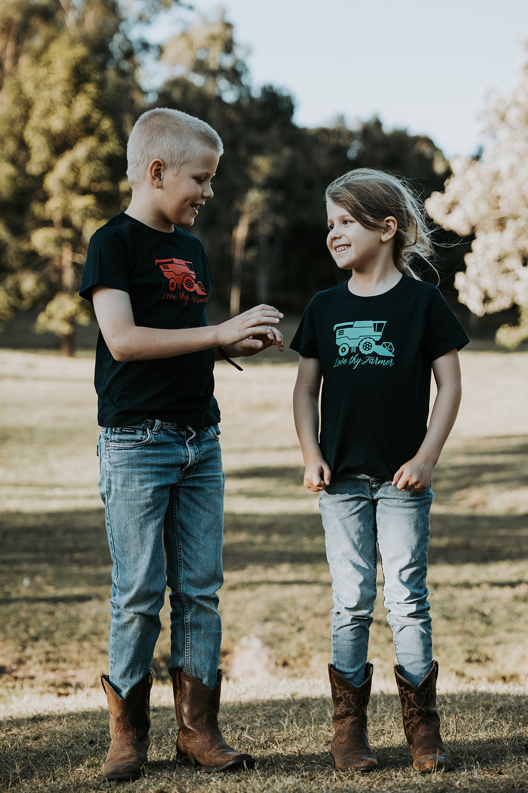 Kids' Short Sleeve Header T-Shirt in Navy with Red and Green Printing