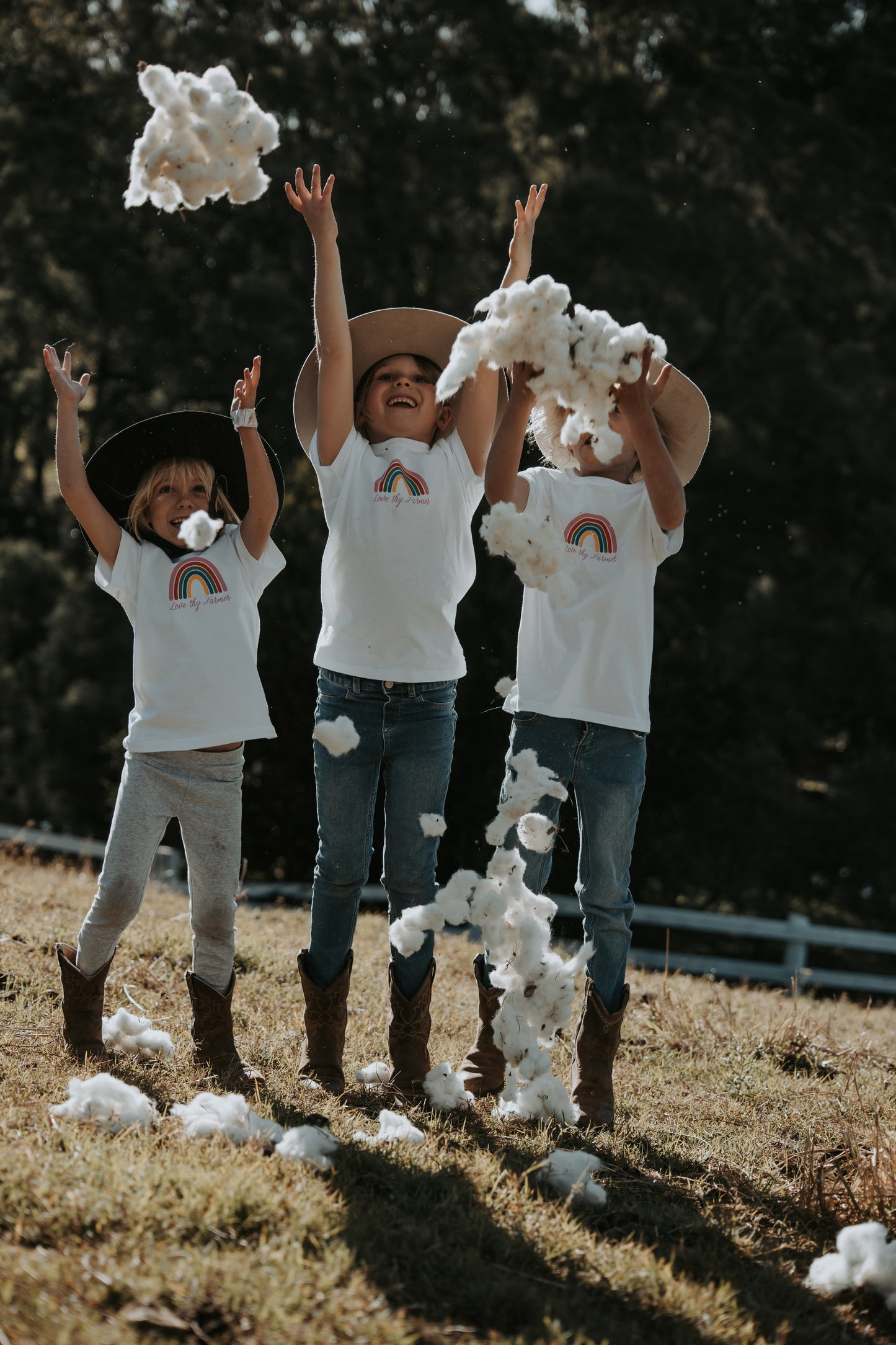 Kids' Short Sleeve Rainbow T-Shirt in White