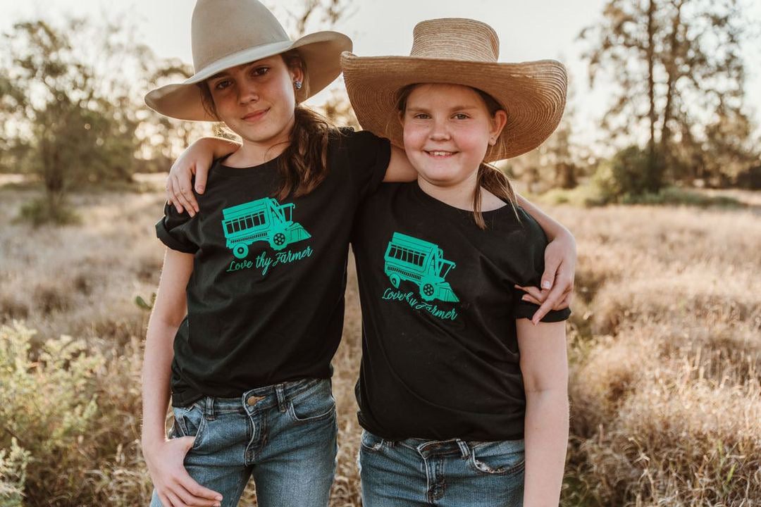 Kids' Short Sleeve Picker T-Shirt in Navy with Green Printing