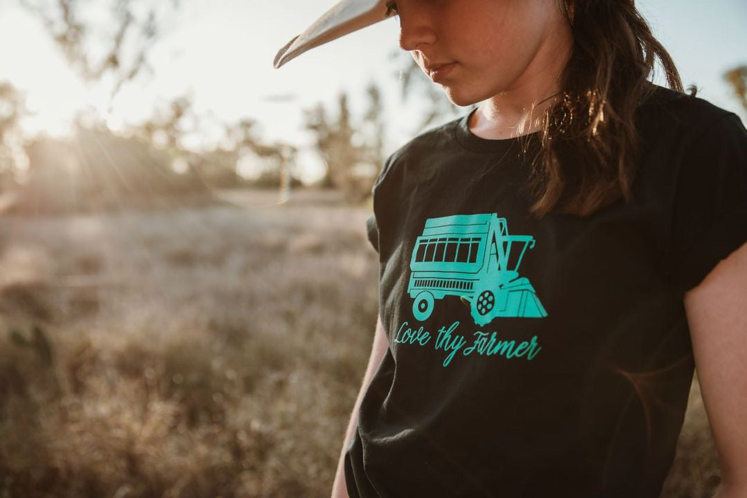 Kids' Short Sleeve Picker T-Shirt in Navy with Green Printing