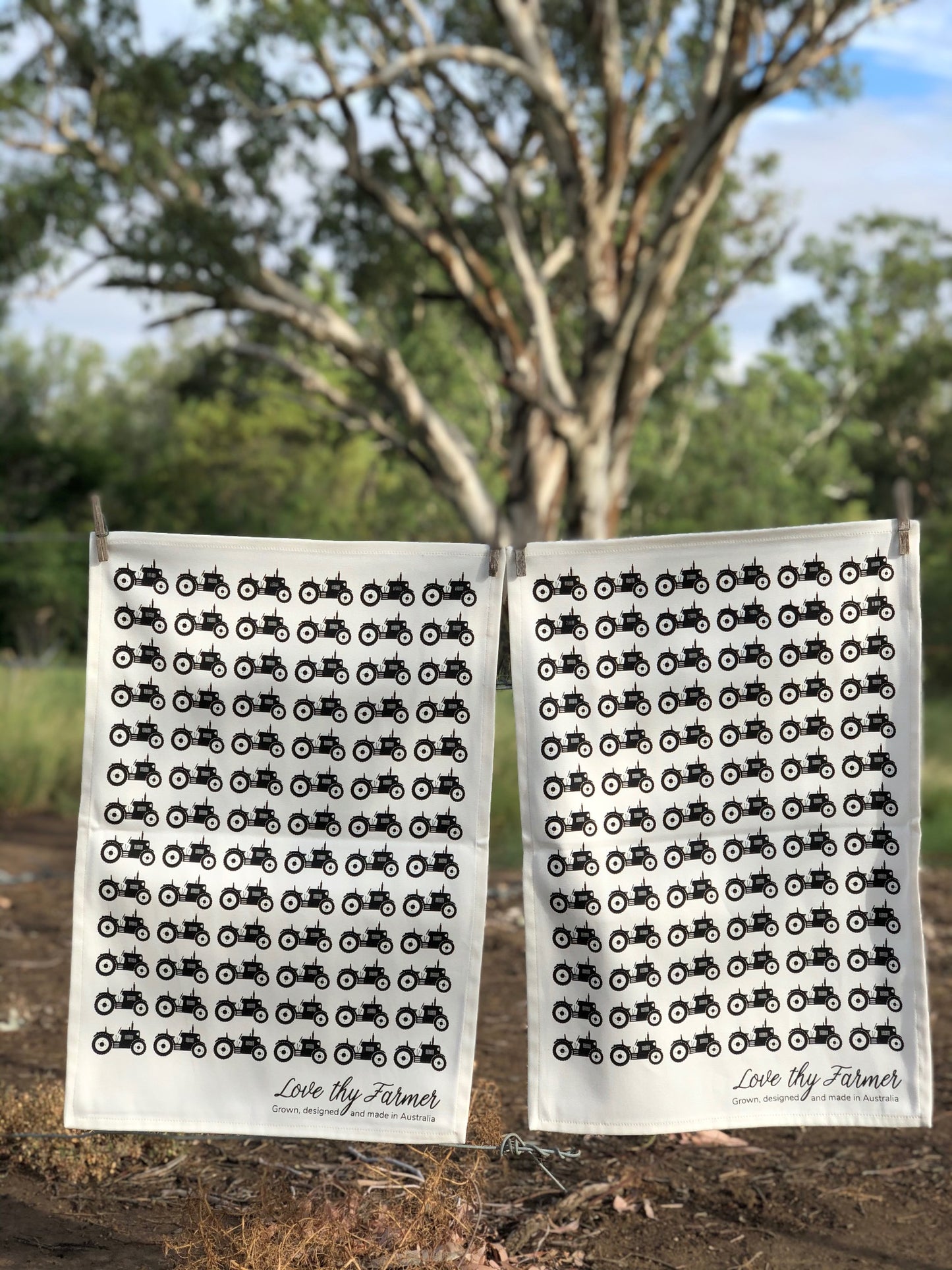 Australian Cotton Tea Towel (Tractors)