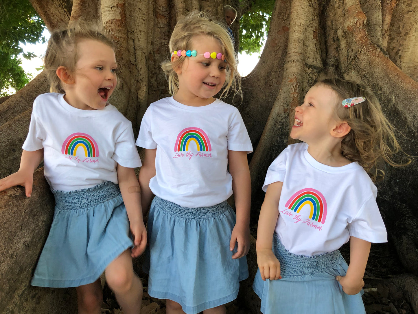 Kids' Short Sleeve Rainbow T-Shirt in White