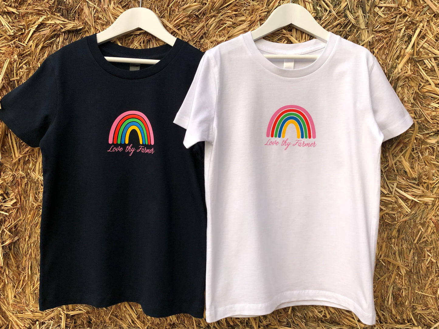 Kids' Short Sleeve Rainbow T-Shirt in White