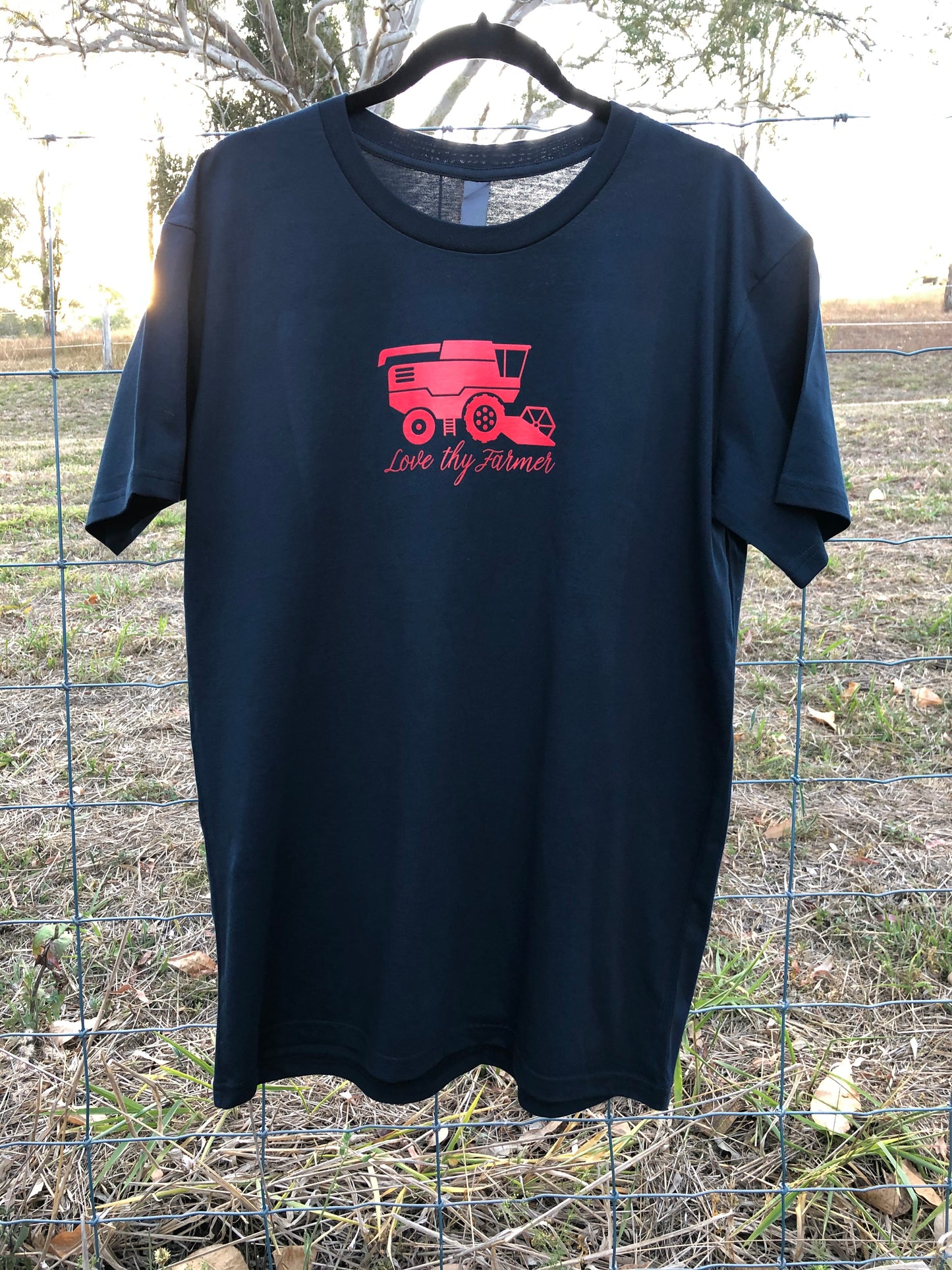 Men's Short Sleeve Header T-Shirt in Navy with Red and Green Printing
