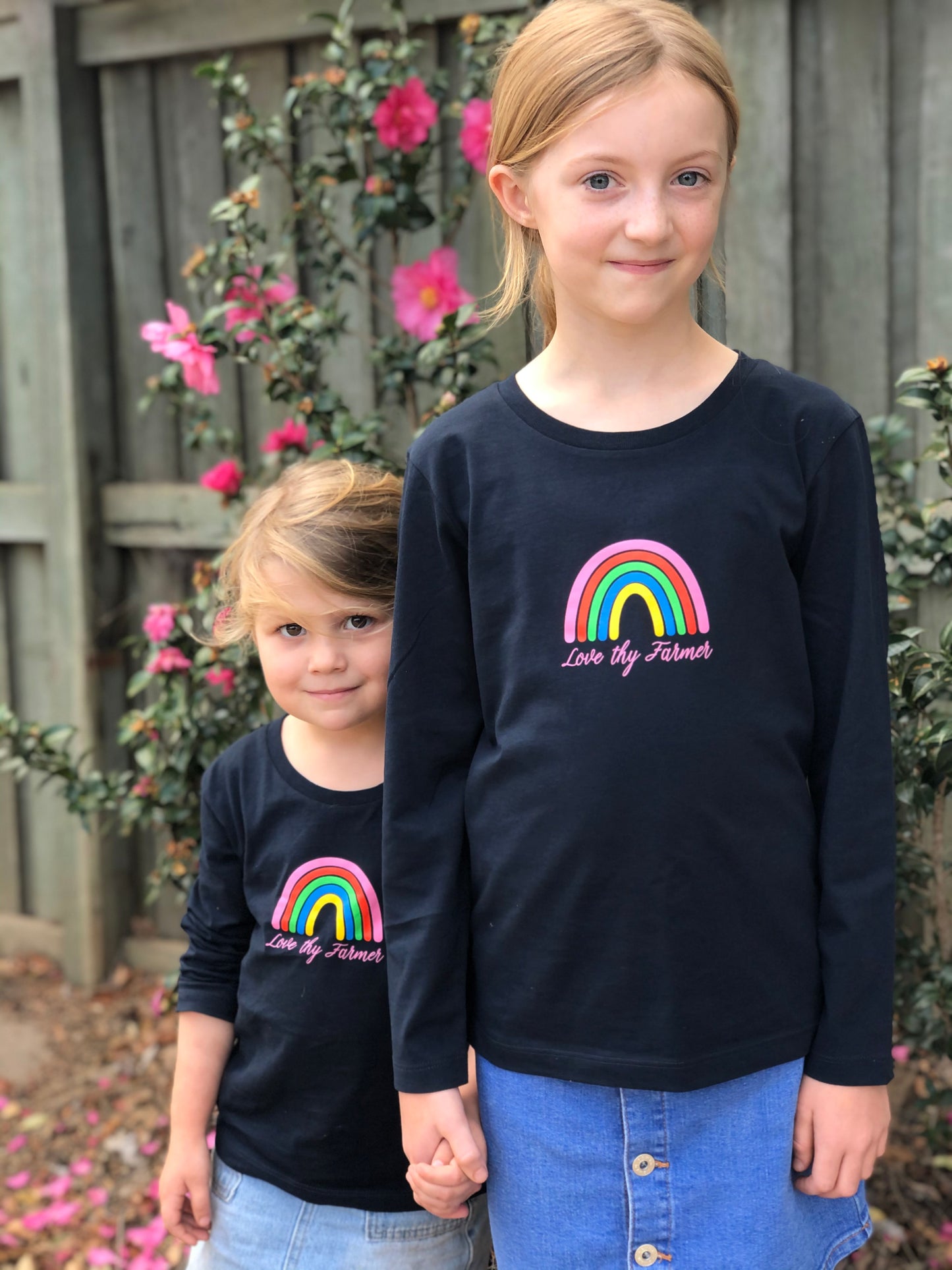 Kids' Long Sleeve Rainbow T-Shirt in Navy