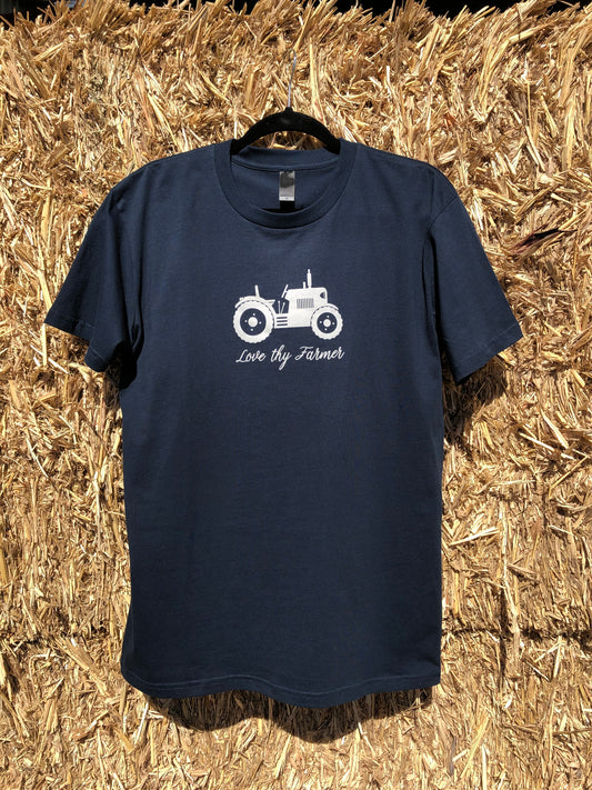 Men's Short Sleeve Tractor T-Shirt in Navy with Sand Printing