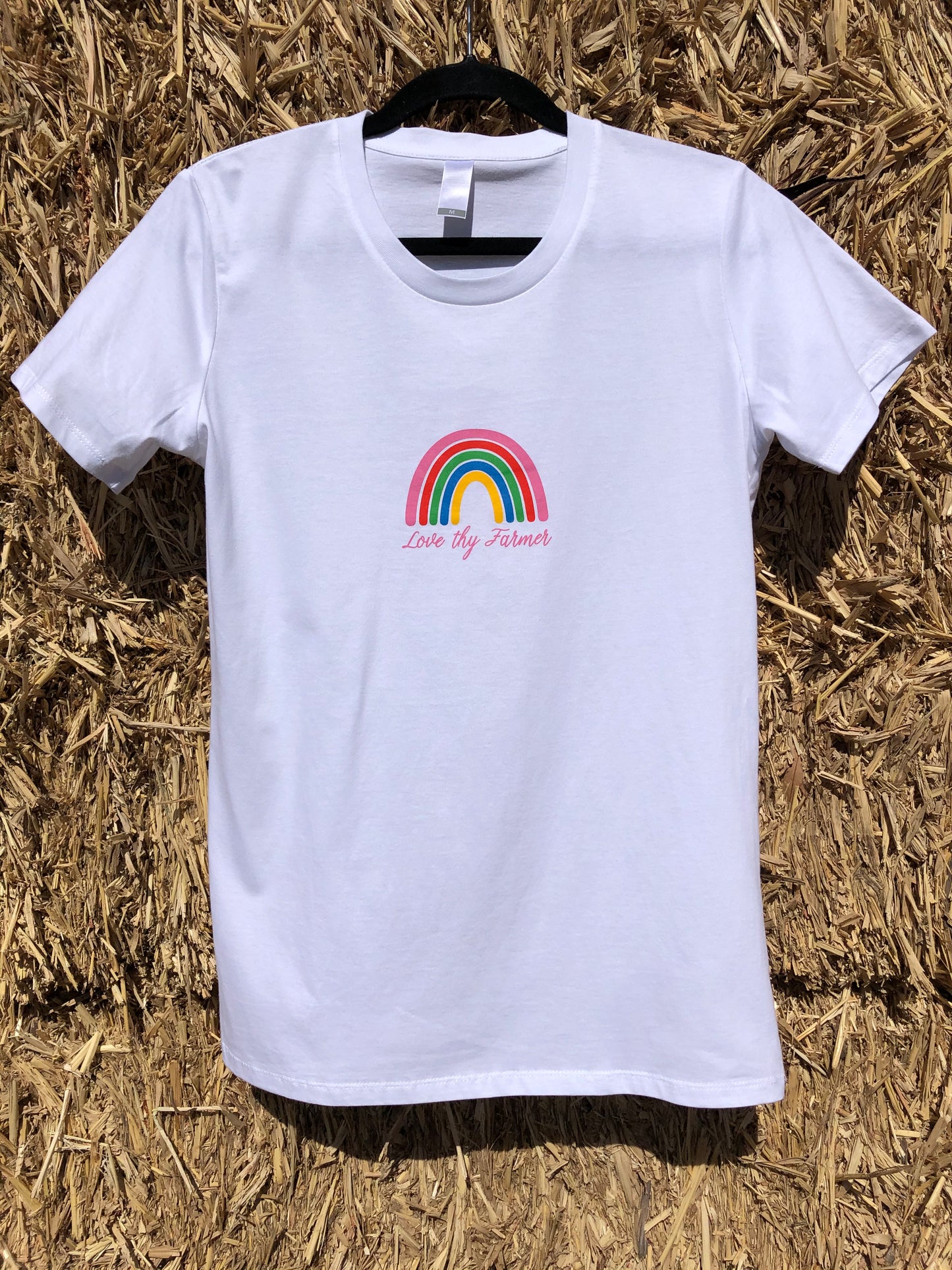 Ladies' Short Sleeve Rainbow T-Shirt in White