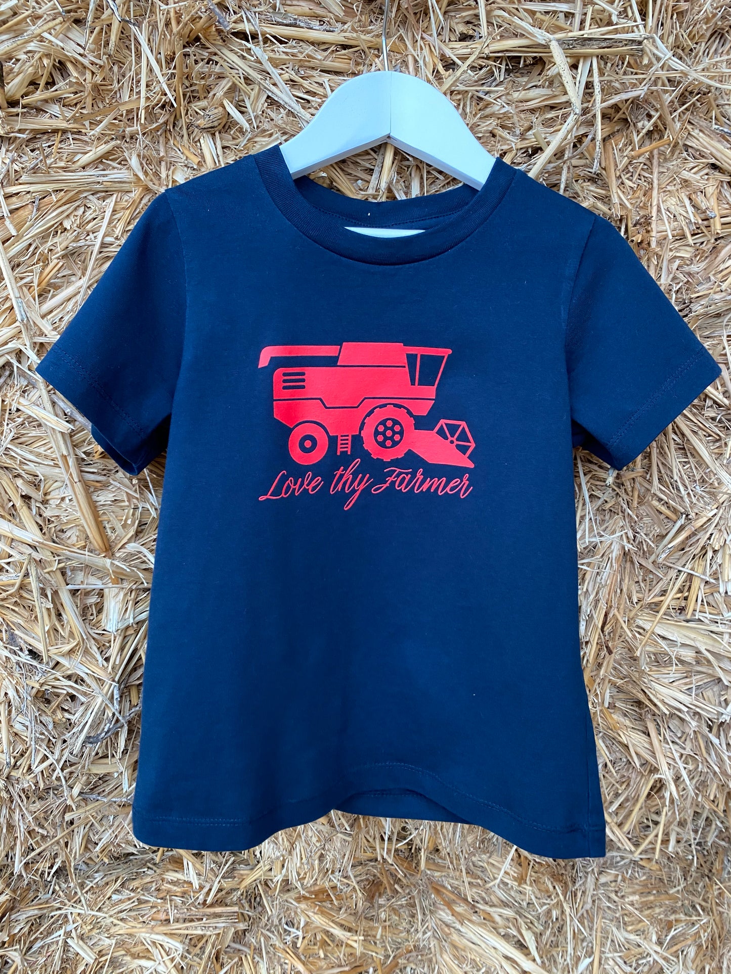 Kids' Short Sleeve Header T-Shirt in Navy with Red and Green Printing